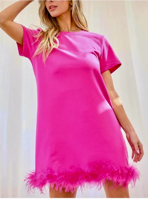 Pink feather dress