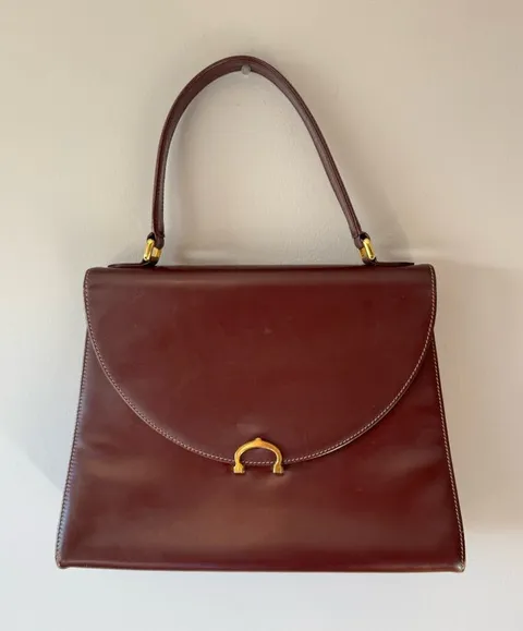 Cartier Vintage Bordeaux Top Handle Kelly Flap Bag