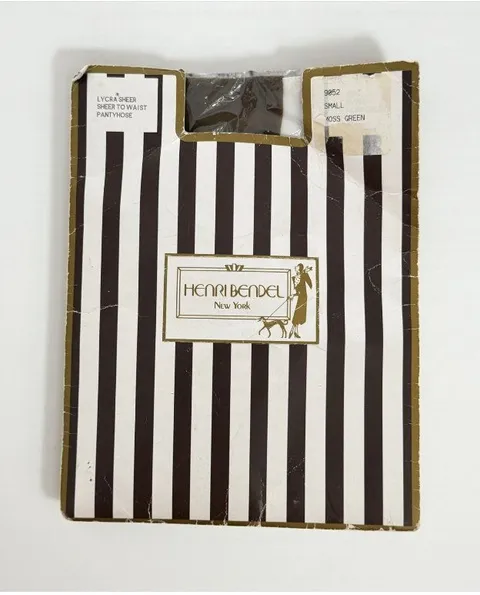HENRI BENDEL Vintage Moss Green Tights Stockings Size Small NEW NIP