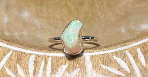 NWOT Natural Raw Ethiopian Opal 925 Sterling Silver Ring