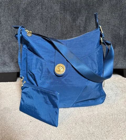 Baggallini Blue Nylon Helsinki Zipper Top Crossbody Bag