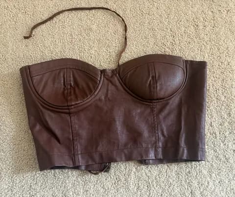 Boutique Brown Leather Corset Top