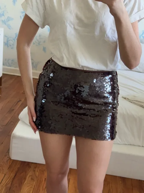 Lulus Sequin Skirt Mini Brown