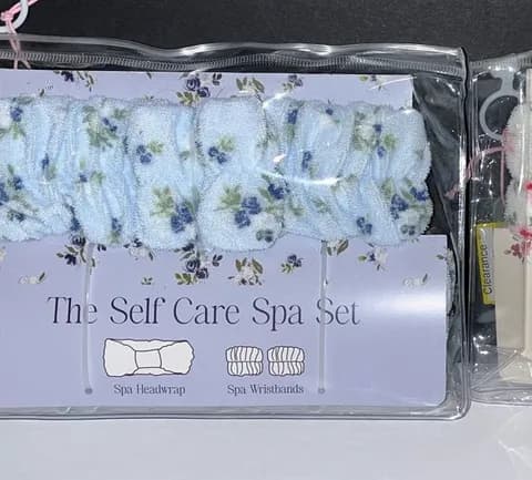 wild fable Floral Spa Headwrap Set - Blue & Cream Floral