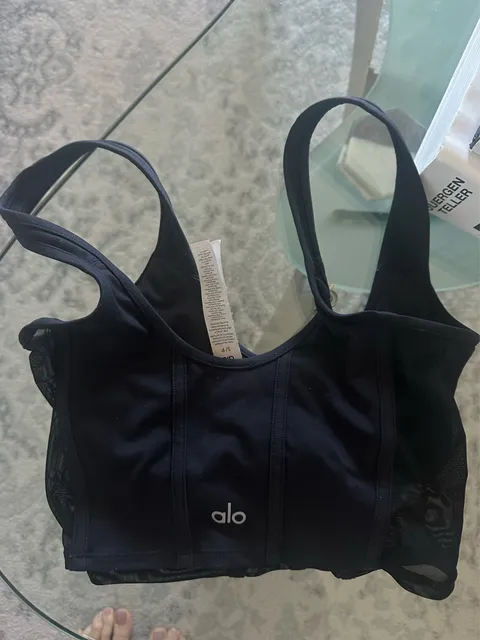 Alo Yoga Mesh Airbrush Corset Tank Black