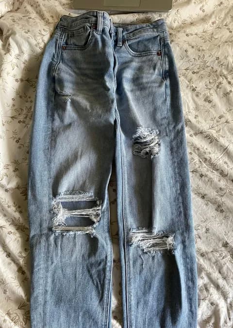 Ripped Light Wash Mom Jeans