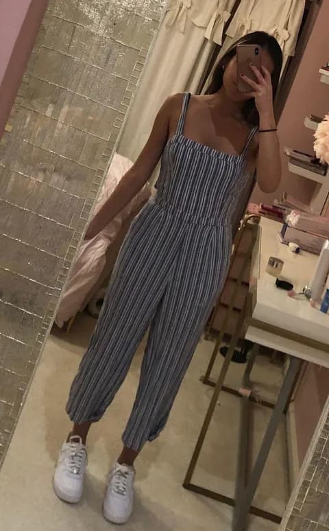 Light Blue & White striped Jumpsuit