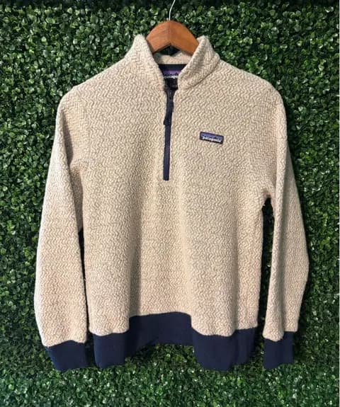 PATAGONIA WOOLYESTER FLEECE 1/4 ZIP JACKET WOMENS SMALL OATMEAL BEIGE WOOL POLY