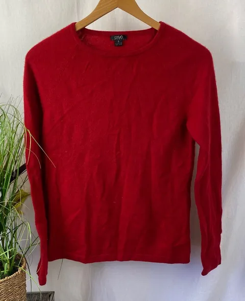Prive’ 100% Cashmere Red Long Sleeve Crewneck Sweater S