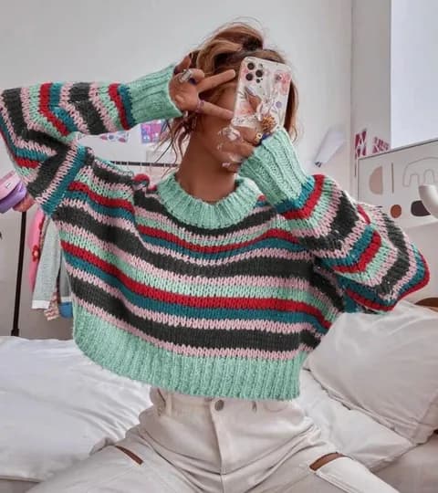 Striped crop sweater