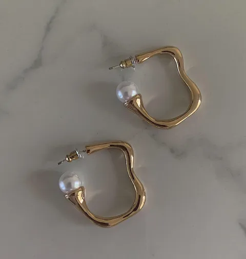 Pearl Earrings Pearl Hoop Earrings Gold