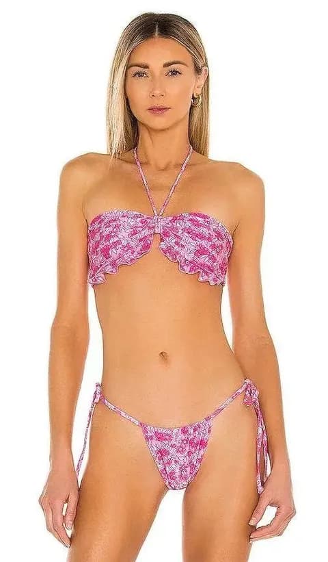 Frankies Bikinis Set Pink Floral Bikini