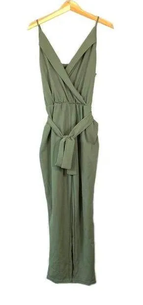 Green V-Neck Jumpsuit L