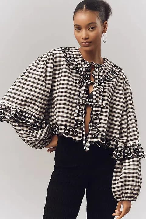 Maeve Anthropologie Plaid Blouse