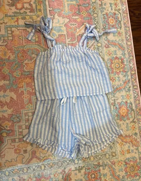 Matching Striped Pj Set Blue Size M
