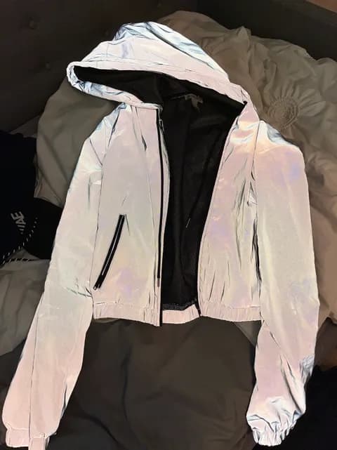Reflective Cropped Jacket Silver Size M