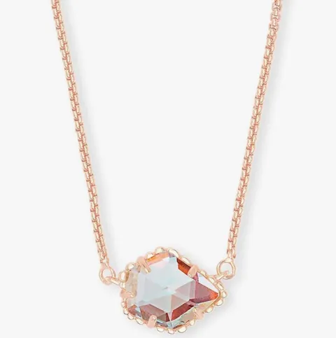 Tess Rose Gold Pendant Necklace in Dichroic Glass