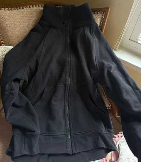 Black scuba full zip funnel neck