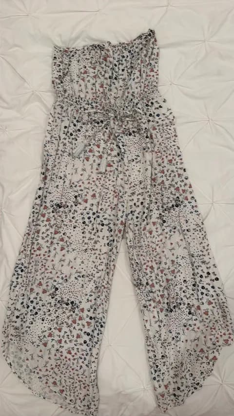 Tube Top Floral Flowy Jumpsuit