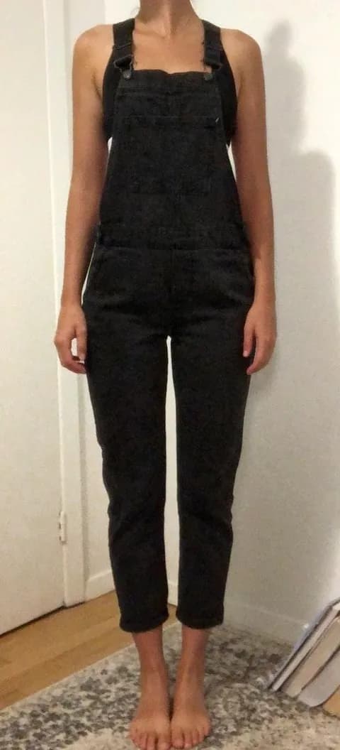 Black Slim Leg Overalls