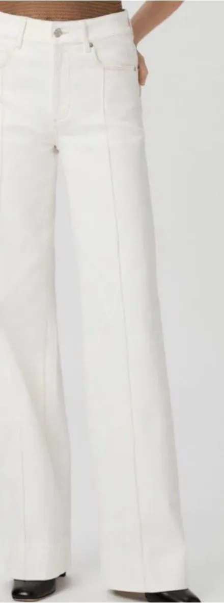 Paige Sasha Wide-Leg Jeans in Toasted Ecru Sz 29