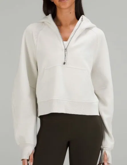 Scuba Oversized Half Zip Hoodie. Bone color. Size M/L