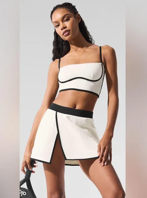 Alo Yoga NWT Airbrush Streamline Bra Tank Top Ivory Black Size S