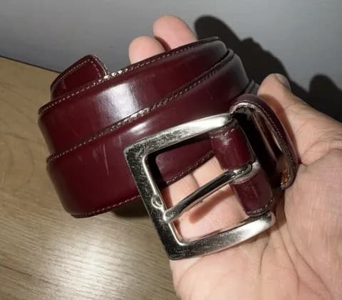 COACH 5936 Worn Burgundy Polished Cowhide Belt - Women's Size 32