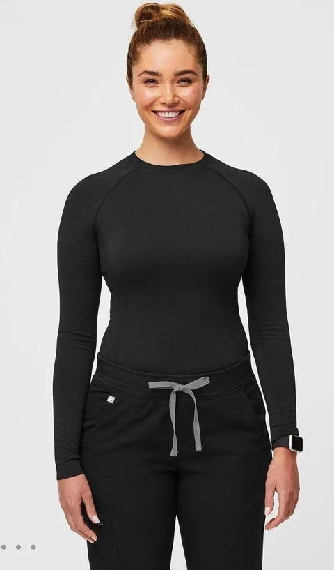 Black FIGS Long Sleeve Seamless Underscrub Top