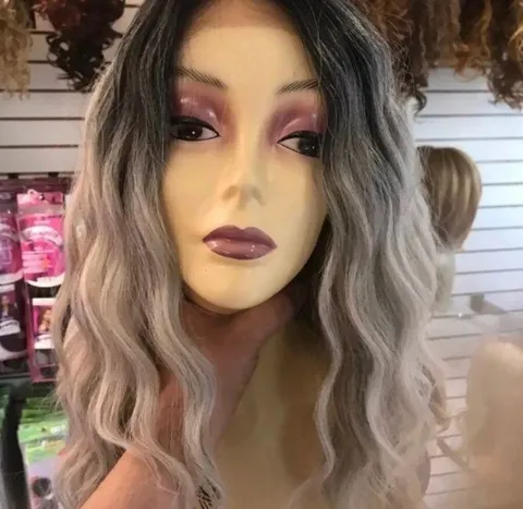 Long grey ombré wig Swisslace Lacefront 2020 Wig