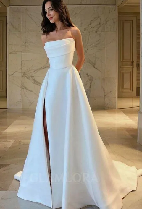 A Line Strapless Dress White Size 0