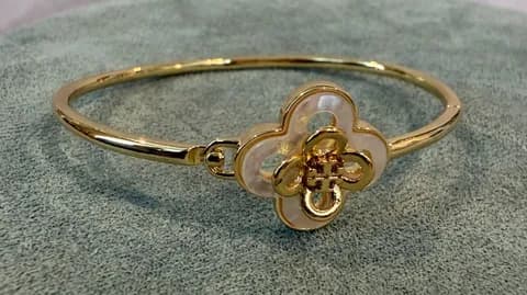 Tory Burch | Gold Plated Mother-of-Pearl Bangle Bracelet | Medium