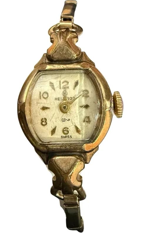 Helbros Swiss Women's Watch Gold Tone Art Deco Dainty Expansion Band Vintage