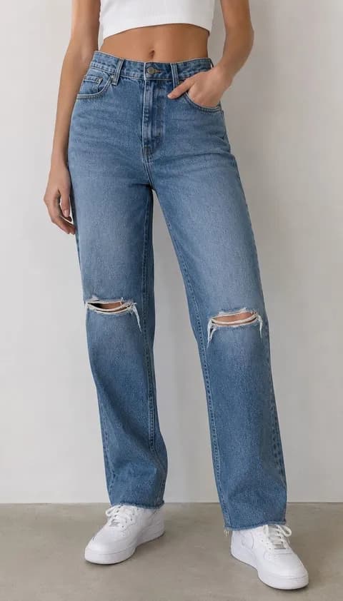 Abercrombie Curve Love 90s Straight Jeans 29/8S Ultra High Rise Distressed