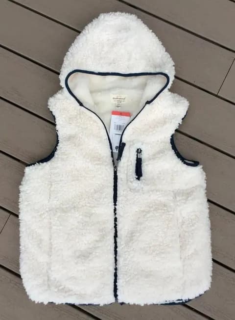 Fluffy Hoodie Jacket Vest Off White New Womens Medium