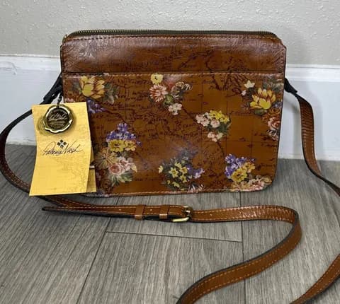 NWT Patricia Nash Floral Map Crossbody English Garden Leather Bag