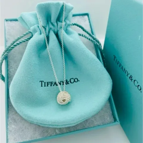 Tiffany & Co. Somerset Twist Knot Love Pendant Necklace Sterling 9mm 16” Chain