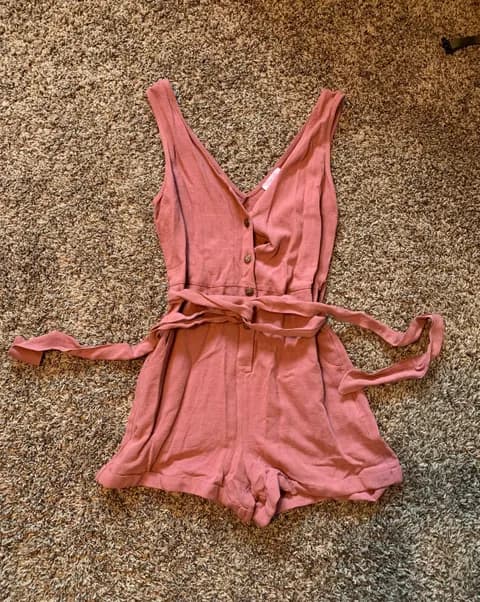 Pink Lily Pink Tie Front Romper