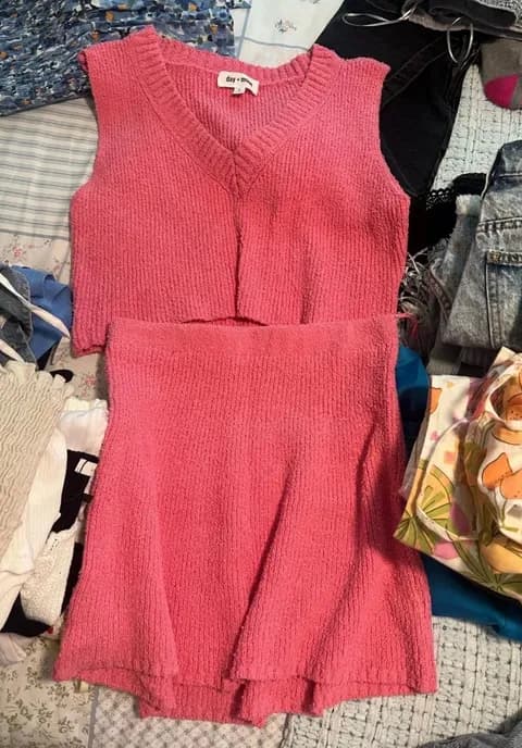 These Three Boutique knit vest & skirt set