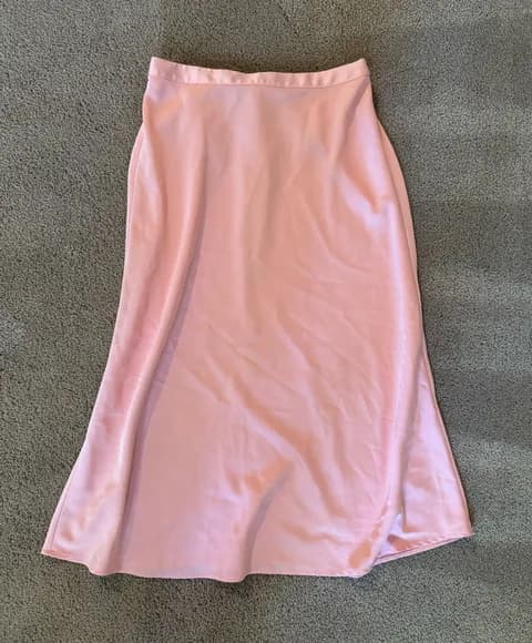 Light pink satin J.Crew midi skirt
