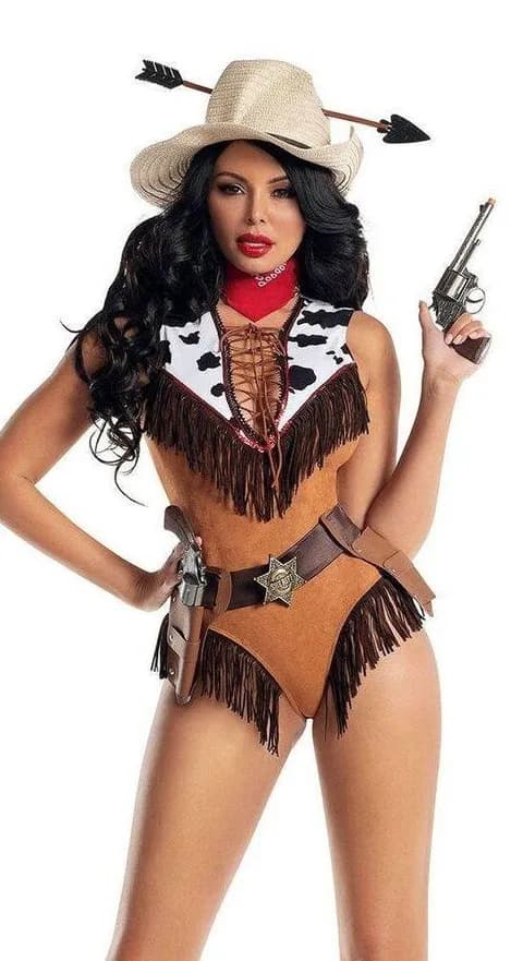 NEW Wild West Hottie Cowgirl Outlaw Sexy Costume Size Small Brown