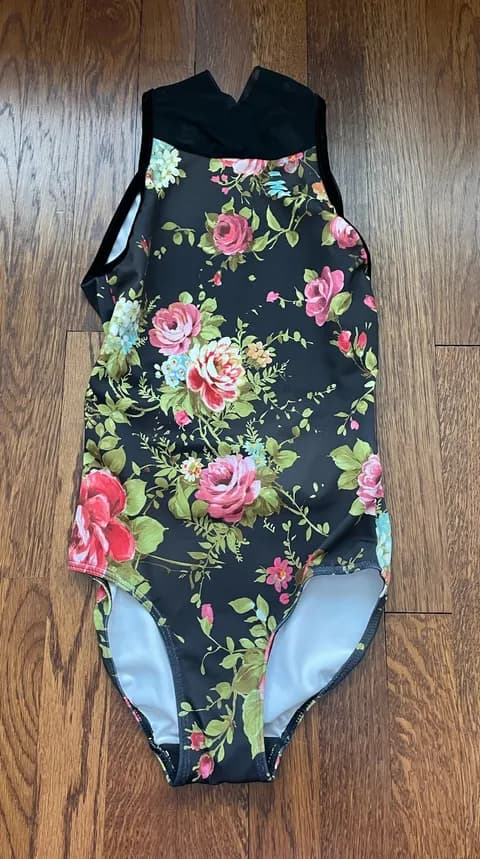 Elevé Black Floral Leotard