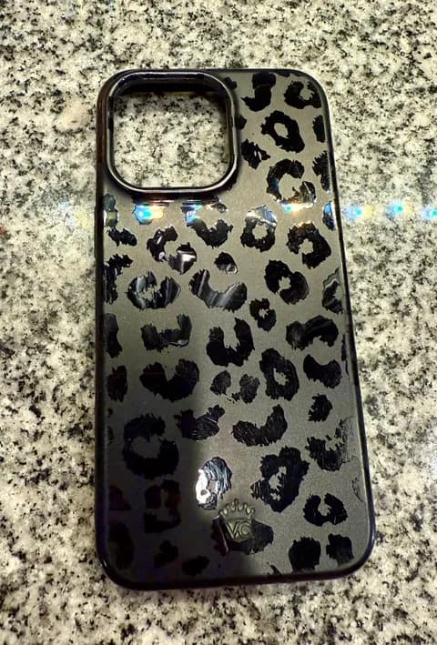 iPhone 15 Pro Max Black Leopard Print Case