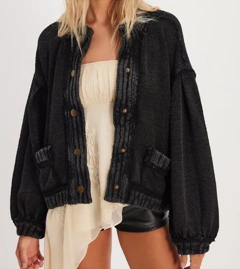 New w/ Flaw Free People We The Free Cute In This Cardi Cardigan Sweater in Black