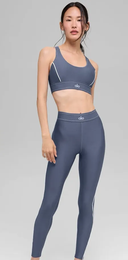 ALO Yoga SET NWT Bluestone White Airlift Suit Up Bra & Airlift Suit Up legging M