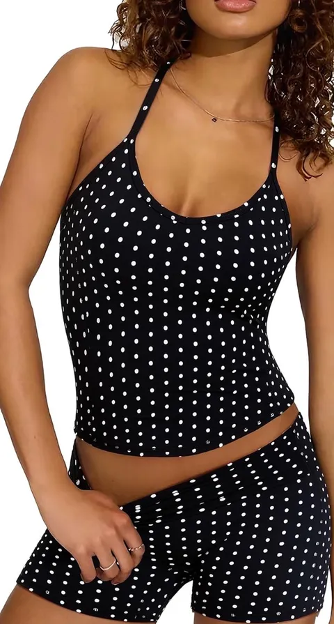 Polka Dot Workout Set Black