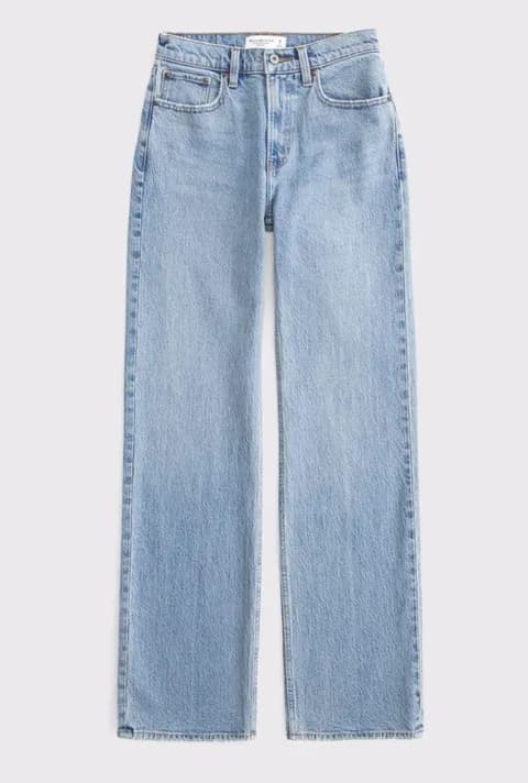 Abercrombie & Fitch Curve Love High Rise 90s Relaxed Jean in medium, sz 23 short