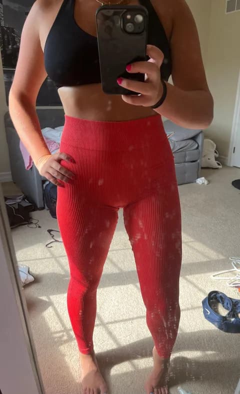 Seamless Red Leggings Size M