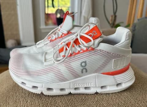 Cloudnova Void Sneaker in Undyed White & Flame ON