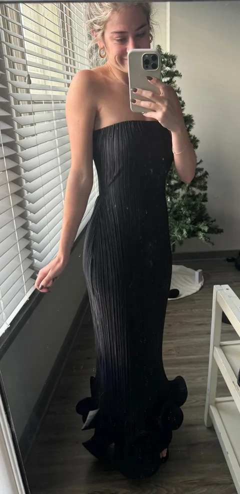 Strapless Pleated Dress Black Size 0